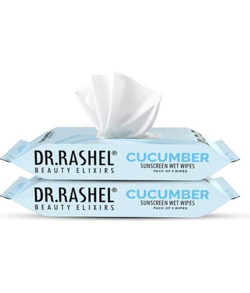 DR.RASHEL Cucumber Sunscreen Spf 15 Wet Wipes For All Skin Types - 24 Wipes (Pack of 2)