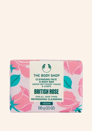 British Rose Cleansing Face & Body Bar 100G