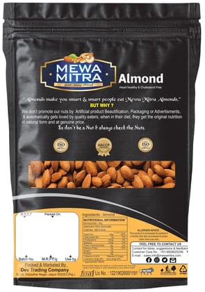 MewaMitra Jumbo Almonds 1kg (Pack of 4 x 250g) | Premium Californian Badam Giri | Natural Raw Almonds | High Protein & Fiber Rich Dry Fruits