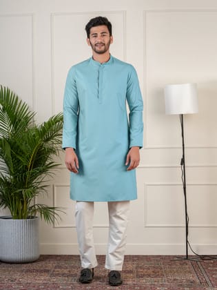 Teal fine Cotton Kurta Set-Made To Measure / Kurta Churidaar Set