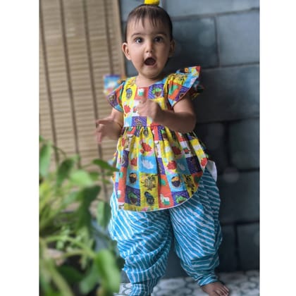 Malmal Kurti with Leheriya Dhoti | Pichwai-0-6m