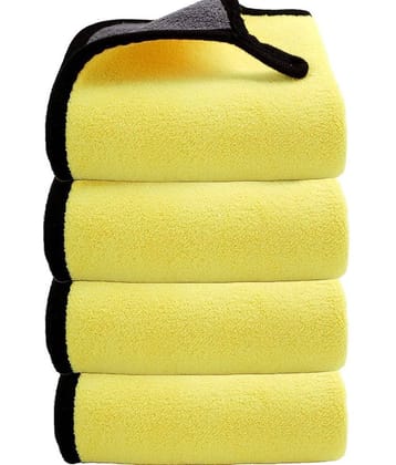 Auto Hub Yellow 800 GSM Microfiber Cloth For Automobile ( Pack of 4 )