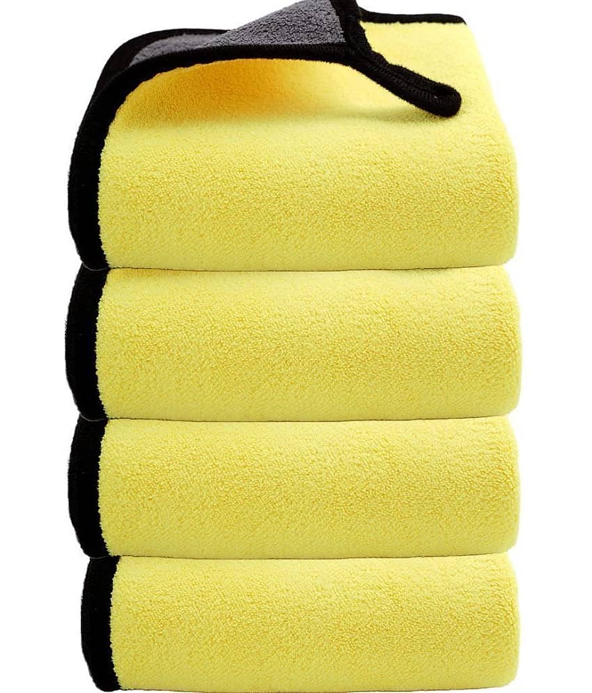 Auto Hub Yellow 800 GSM Microfiber Cloth For Automobile ( Pack of 4 )