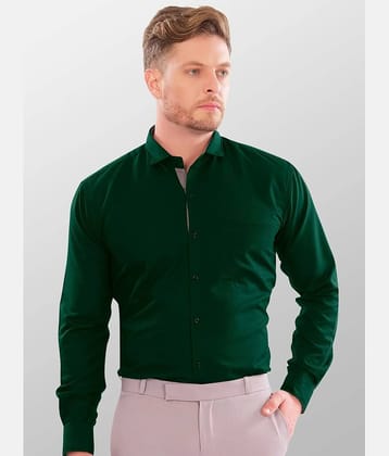 VERTUSY Cotton Blend Regular Fit Solids Full Sleeves Men's Casual Shirt - Green ( Pack of 1 )