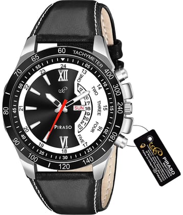PIRASO Black Leather Analog Men's Watch