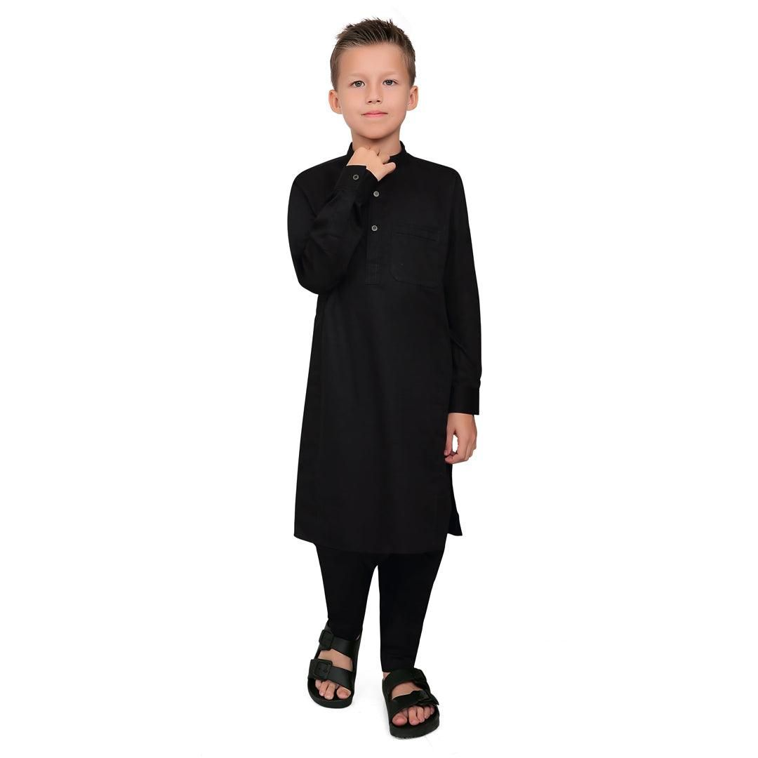 Terfi Black Kali Kurta for Boys-B1