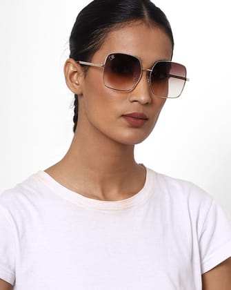 MTV Butterfly Brown Women Golden Full-frame Metal Solid UV 400 Protection Sunglass-MTV-224