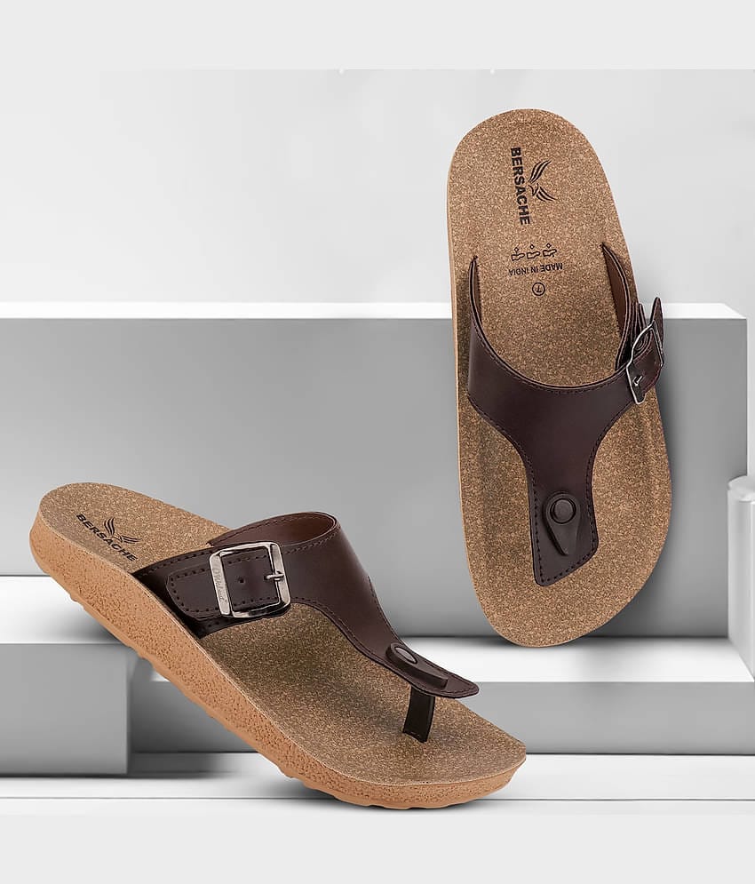 Bersache Brown Men's Thong Flip Flop