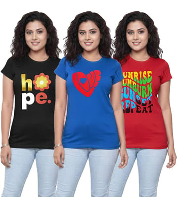 MIST N FOGG Women Cotton Blend Printed Regular Fit Round Neck T-Shirt ( Multicolor 3 )