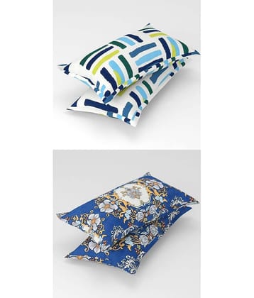 Homefab India - Pack of 4 Microfiber Floral Printed Standard Size Pillow Cover ( 66.04 cm(26) x 43.18 cm(17) ) - Multi-Colour