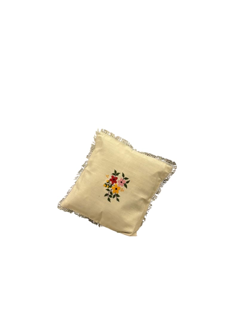 Handcrafted Floral Cushion Cover - 16x16 Inches, Cotton-Wool Blend for Elegant Home Decor