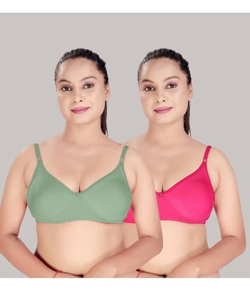 HAYA Pack of 2 Cotton Non Padded Women's Push Up Bra ( Multicolor )