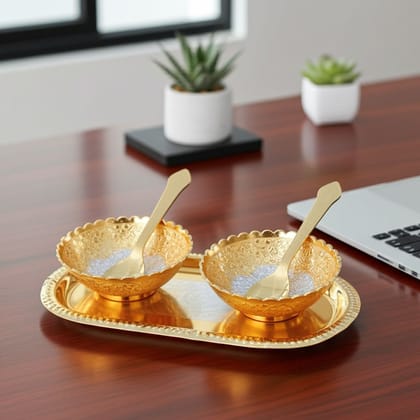 Aluminium Decorative 2 Bowl Set With Velvet Box (ATMAS033 B)