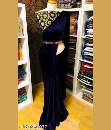 JULEE Banarasi Silk Embellished Saree With Unstitched Blouse Piece ( Black )