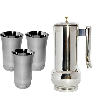 A & H ENTERPRISES Water Jug with Lid Stainless Steel Jug and Glass Combo 1800 mL