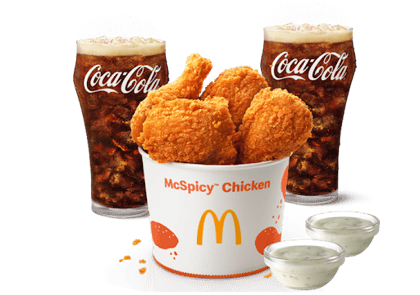 4 McSpicy Fried Chicken Bucket + 2 Dips + 2 Coke