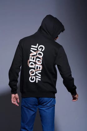 Go Devil Printed Black Hoodie for Men S