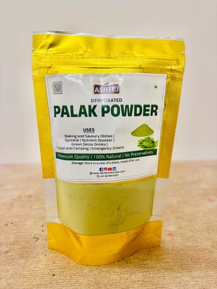 ASHTEJ Dehydrated Palak Powder | 100% Natural & Preservative-Free Spinach Powder for Cooking, Baking & Health | Vegetarian | 100g Resealable Pack