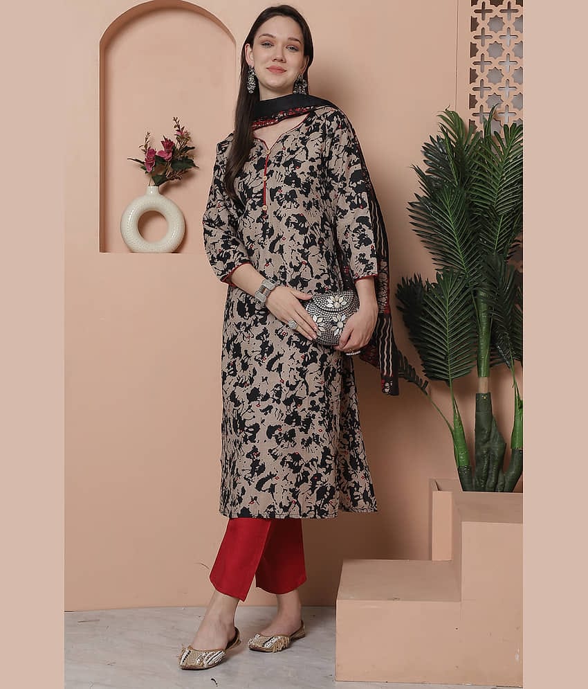 Rajnandini Cotton Blend Printed Kurti With Pants Women's Stitched Salwar Suit - Multicolor ( Pack of 1 )