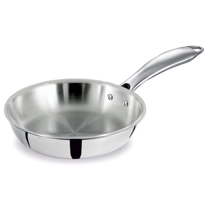 BALTRA Triply Stainless Steel Fry Pan (Induction Friendly) Silver, 24 cm