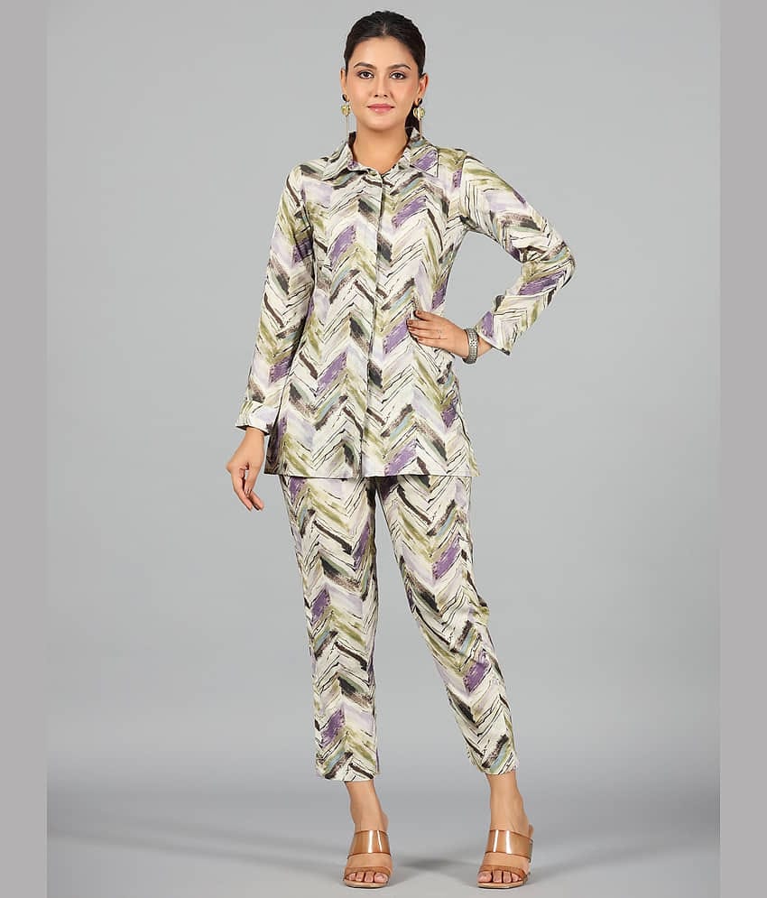 Juniper Women Printed Tunic With Trousers Co-Ord Set ( Green )