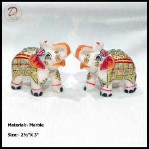 Marble Golden Elephant Pair Statue