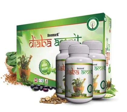 Diaba Amrit - Ayurvedic Capsules for Diabetes Management & Sugar Control 60 Capsules x 3 Bottles