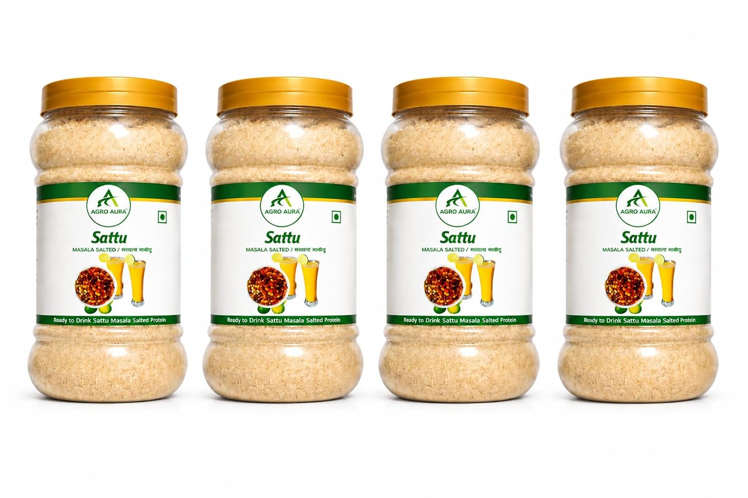 AGRO AURA Masala Sattu Salted Powder Ready to Drink Premix Rich in Protein Aids Digestion Low Glycemic Index Pack of 4