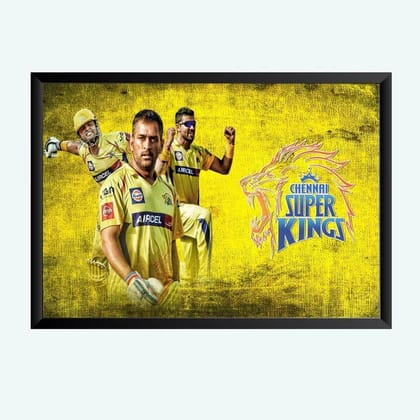 Nokkes Cricket IPL M.S Dhoni CSK Chennai Super King Team Photo Frame 8X12 Inch Size Photo Frame Photo Home Office_msd38