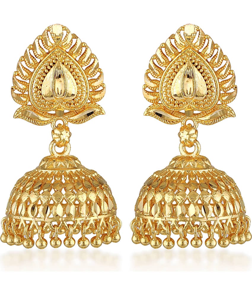 VIVASTRI Golden Jhumki Earrings ( Pack of 1 )