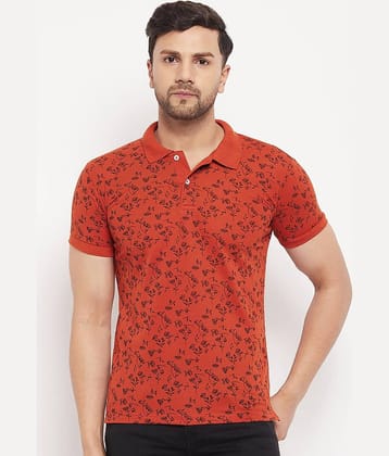 The Million Club Pack of 1 Cotton Blend Regular Fit Printed Half Sleeves Men's Polo T Shirt ( Rust )