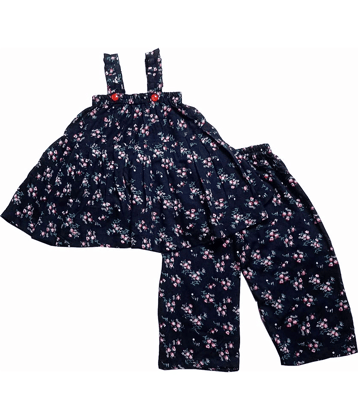 harshvardhanmart.com Pack of 1 Baby Girls 100% Cotton Top & Shorts ( Navy Blue )