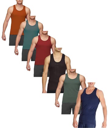 VEE SAA Pack of 6 Cotton Basic Vest For Men ( Multicolor )