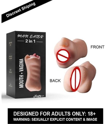 Realistic Masturbator2 In 1 Mouth and Vagina 3D Pocket Pussy and Blow Job Indian Dark Male Masturbator Sex Toy For Men