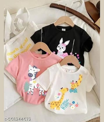 ODIMENT Pack of 3 Baby Girls Cotton Blend T-Shirt ( Multicolor )