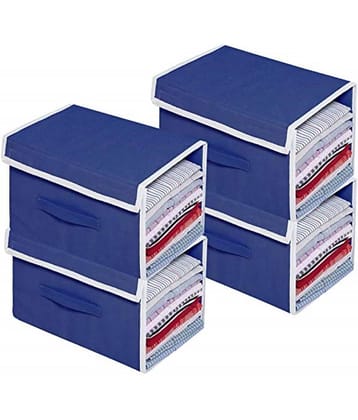 SH NASIMA Stackable Shirt Organizer with Cover Lid- (Grey, Pack of 4)