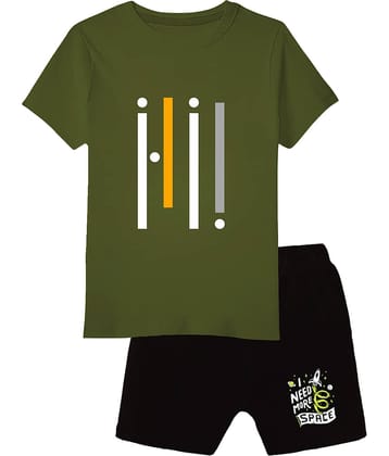 COOLTEES4U Pack of 1 Boys Cotton T-Shirt & Shorts Set ( Green )
