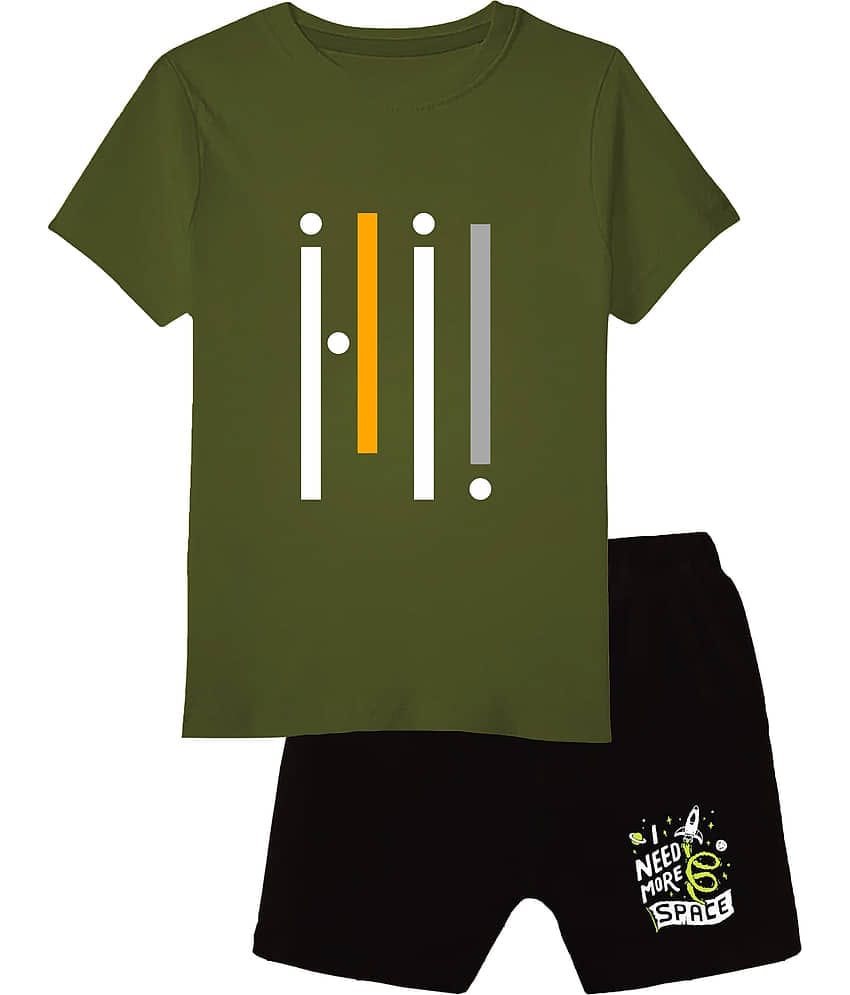 COOLTEES4U Pack of 1 Boys Cotton T-Shirt & Shorts Set ( Green )