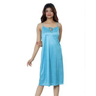 Nivcy Women Satin Nighty (Ocean Blue)
