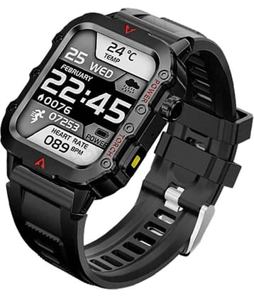 SKYRISE Sports Edition Smartwatch | Heart Rate | Steps | Wireless Charging Smartwatch (Black Strap, 1.73 Inch Big Sunlight Proof Display)