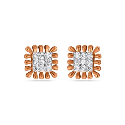 Senco Gold Quadrate Fashionable Diva Diamond Studs (3 gram / 0.16 Ct / HI-SI / 18K Rose Gold)