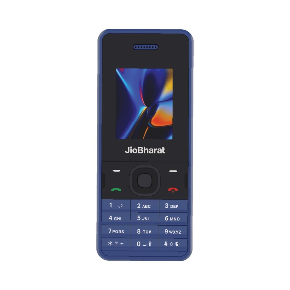JioBharat V2 4G Phone with JioTV, JioHotstar, JioSoundPay, JioSaavn, Long Lasting Battery, LED Torch, Digital Camera | Blue | Locked for JioNetwork Black & Grey