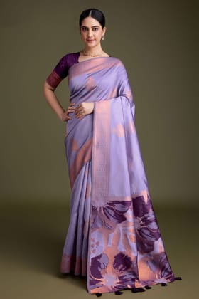 Purple Woven Silk Saree