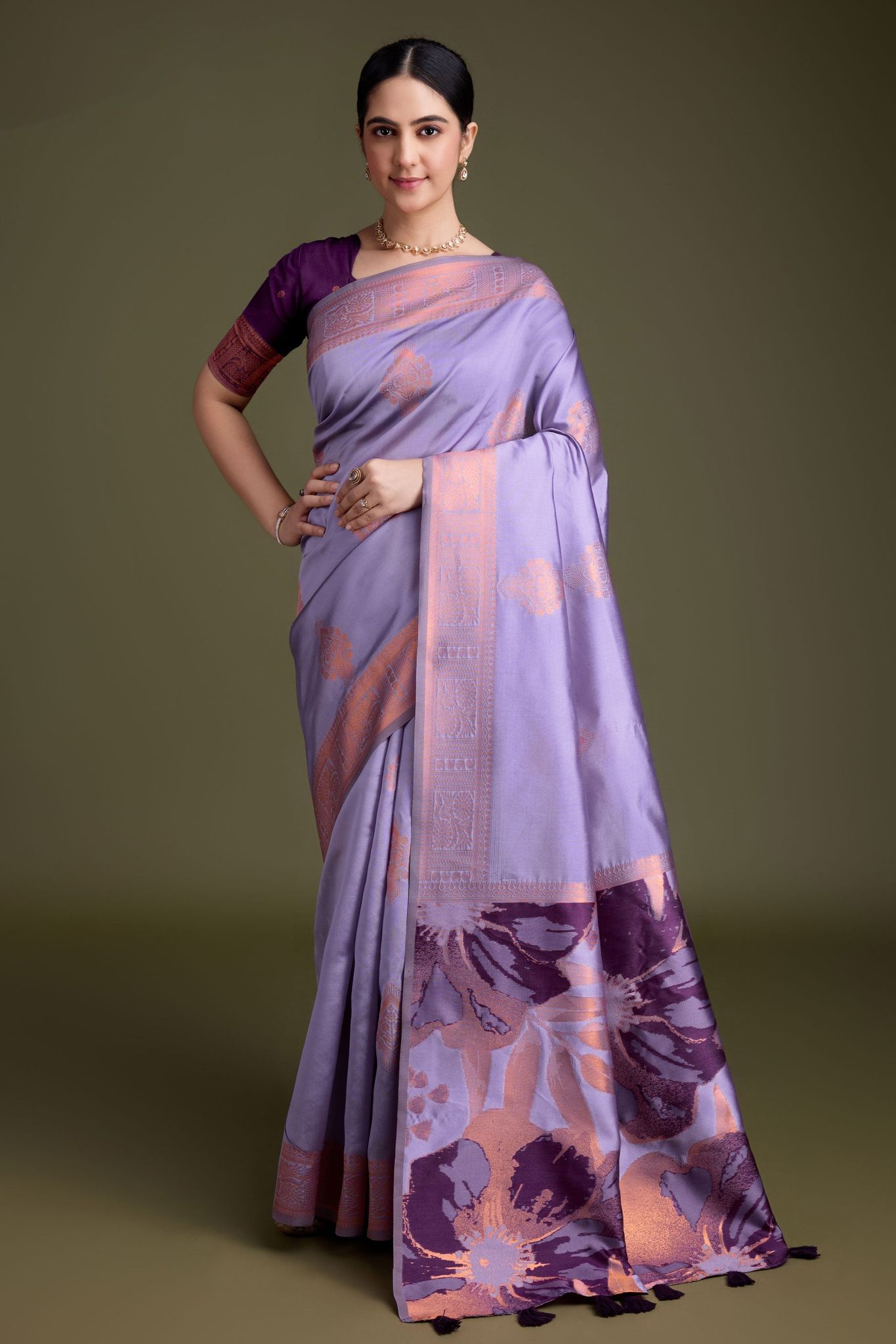 Purple Woven Silk Saree