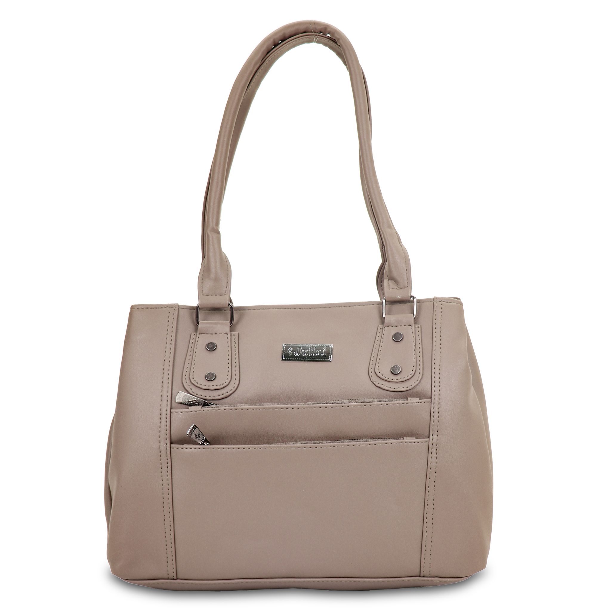 Jothi Duvera Premium Womens Handbag | 3-Compartment Synthetic Leather Tote | Tumbled Matte Finish | Water-Resistant | Soft Base | Light Beige