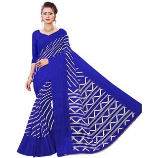 Blue Colour Cotton Bandhani Printed Saree