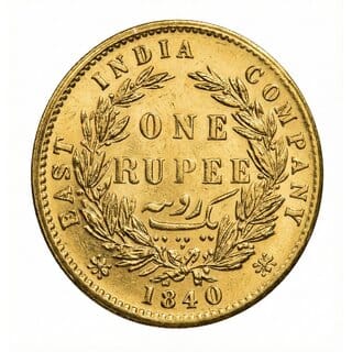 1 Rupee 1840 Victoria, British India Gold-plated Fantasy Coin Silver Series 1 Rupee 1840 Victoria, British India Gold-plated Fantasy Coin Silver Series