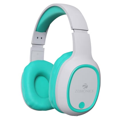 ZEBRONICS Wireless Headphones, Upto 60Hrs Playback, 40mm Drivers, BT v6.0, AUX, Micro SD, Media/Volume Control, Type-C Charging, Dual Pairing, Gaming Mode, Adjustable Headband (Thunder, Sea Green) ZEBRONICS Wireless Headphones, Upto 60Hrs Playback, 40mm 