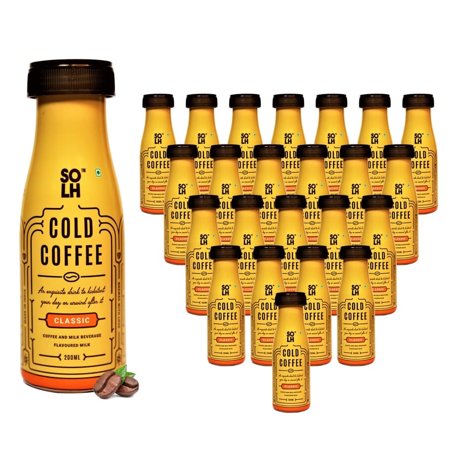SOLH Classic Cold Coffee Smooth, Creamy & Intense Bottle 200 Ml (Pack of 24)