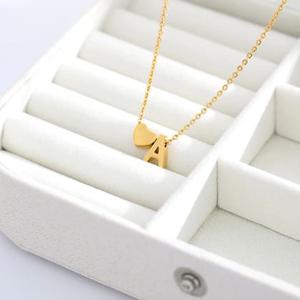 Initial Alphabet Gold Heart Letter A Necklace Pendant Chain-A
